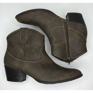 Unlisted Kenneth Cole Its A Hit Ankle Boots Womens 9M Brown Block Heel Zip Up